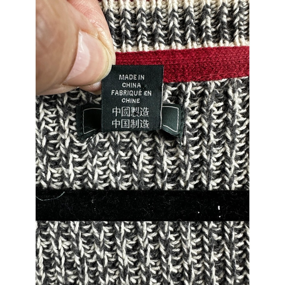 Roots Canada Sweater Mens XL Gray V-Neck Pullover Chunky-Knit Logo Casual - Picture 5 of 12